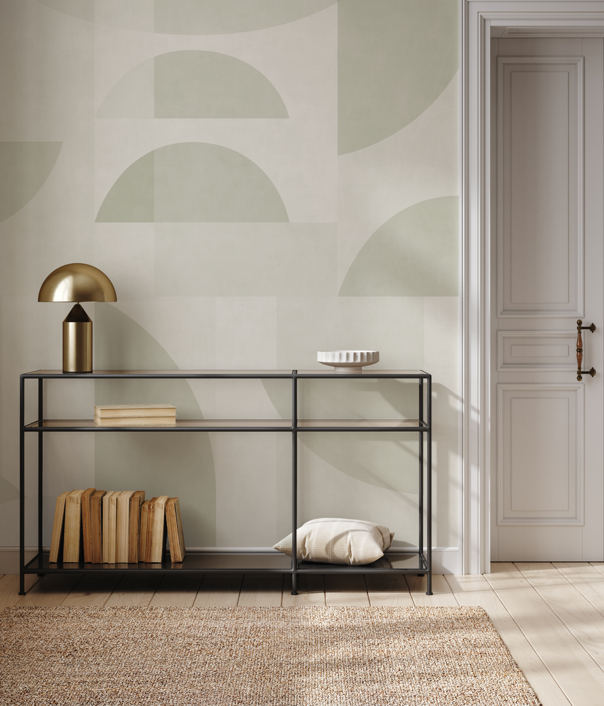Arc Mural Sage Green Wallpaper from Olive et Oriel where you can shop wallpaper and artworks online