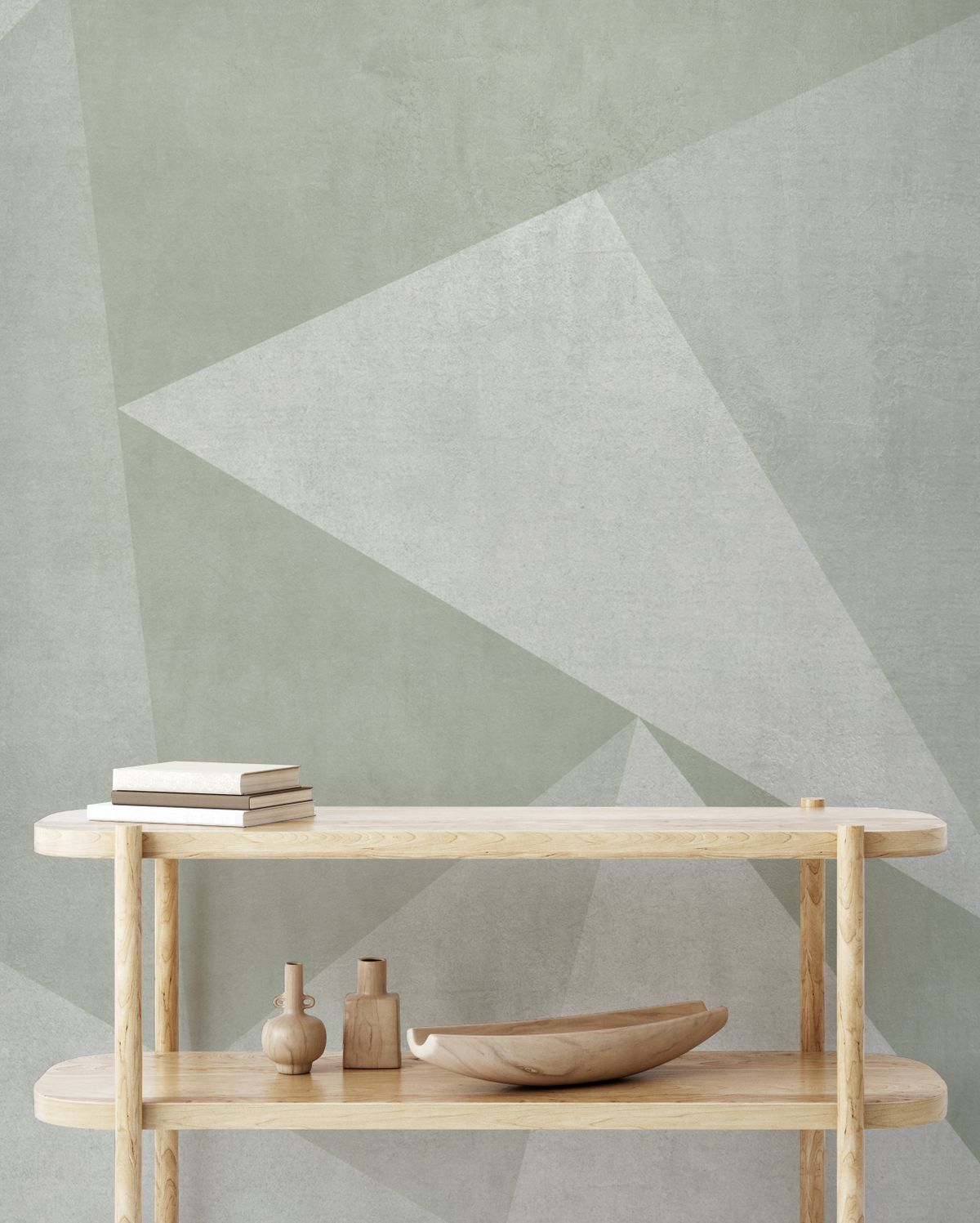 Modern Angles Mural Sage Green Wallpaper from Olive et Oriel where you can shop wallpaper and artworks online