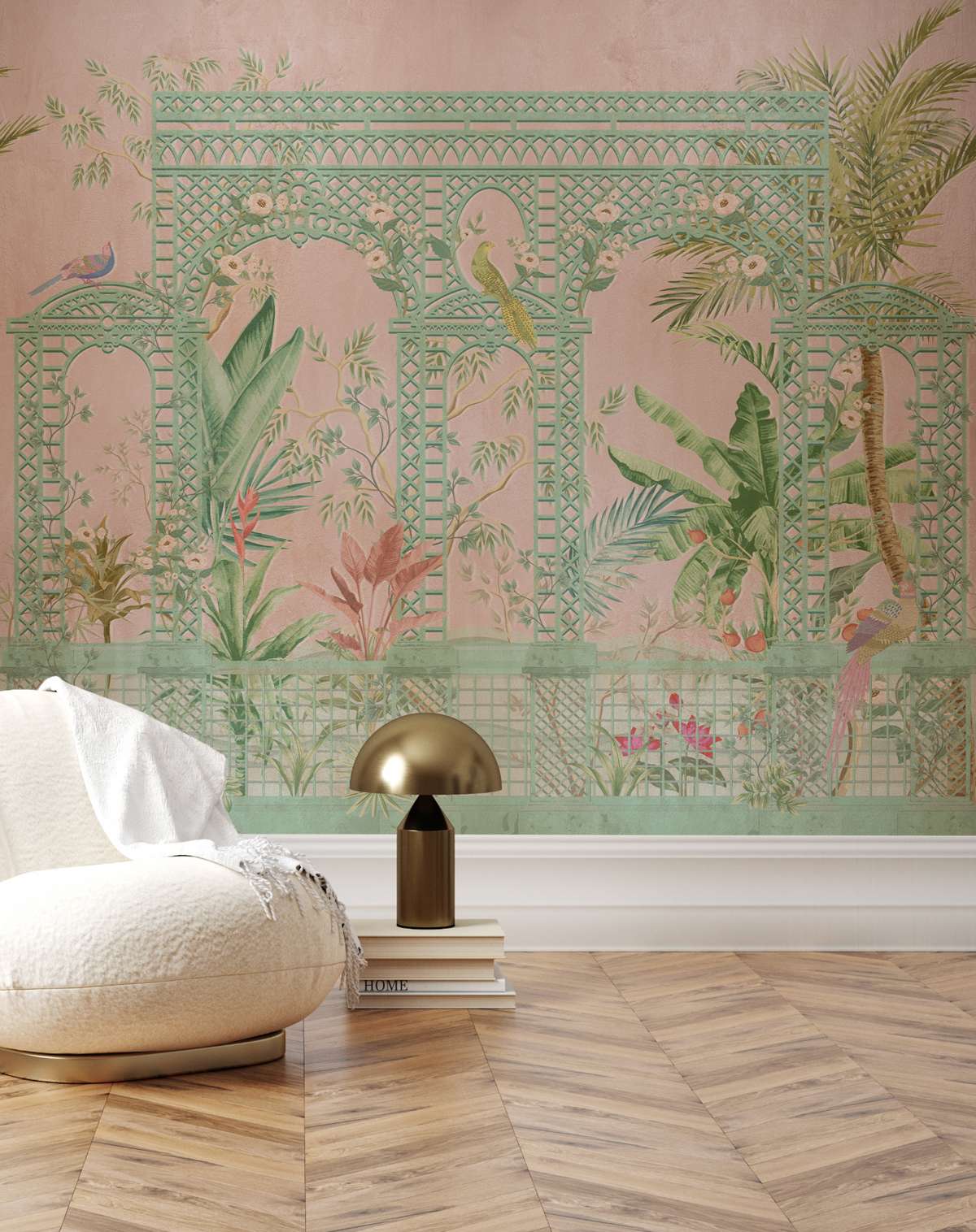Chinoiserie Lattice in Pink Wallpaper chinoiserie wallpaper — Olive et Oriel