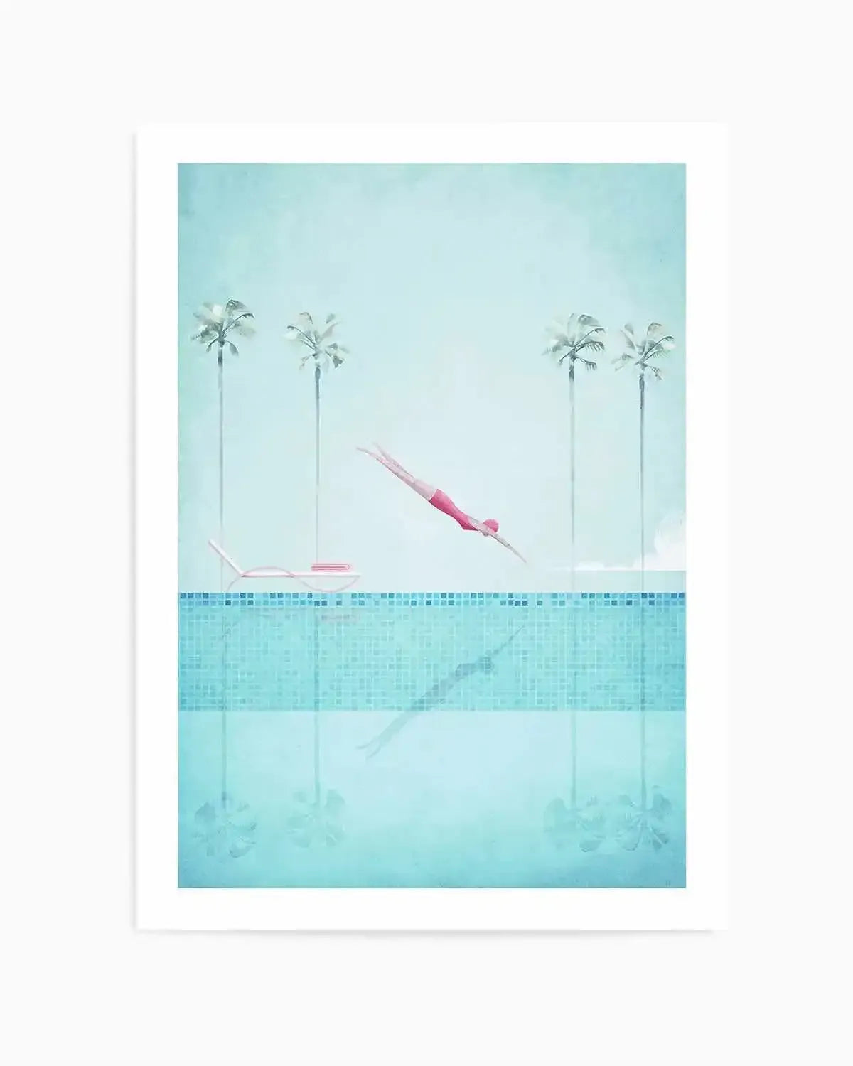 Swimming Pool, Diver and Palms by Henry Rivers Art Print from Olive et Oriel where you can shop wallpaper and artworks online