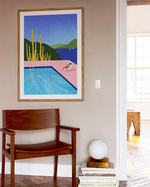 Swimming Pool, Pink by Henry Rivers Art Print