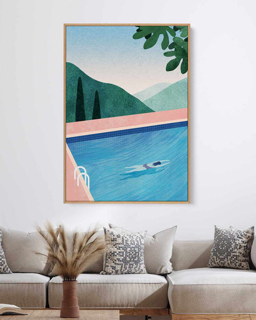 Swimming Pool, Tuscany by Henry Rivers | Framed Canvas Art Print