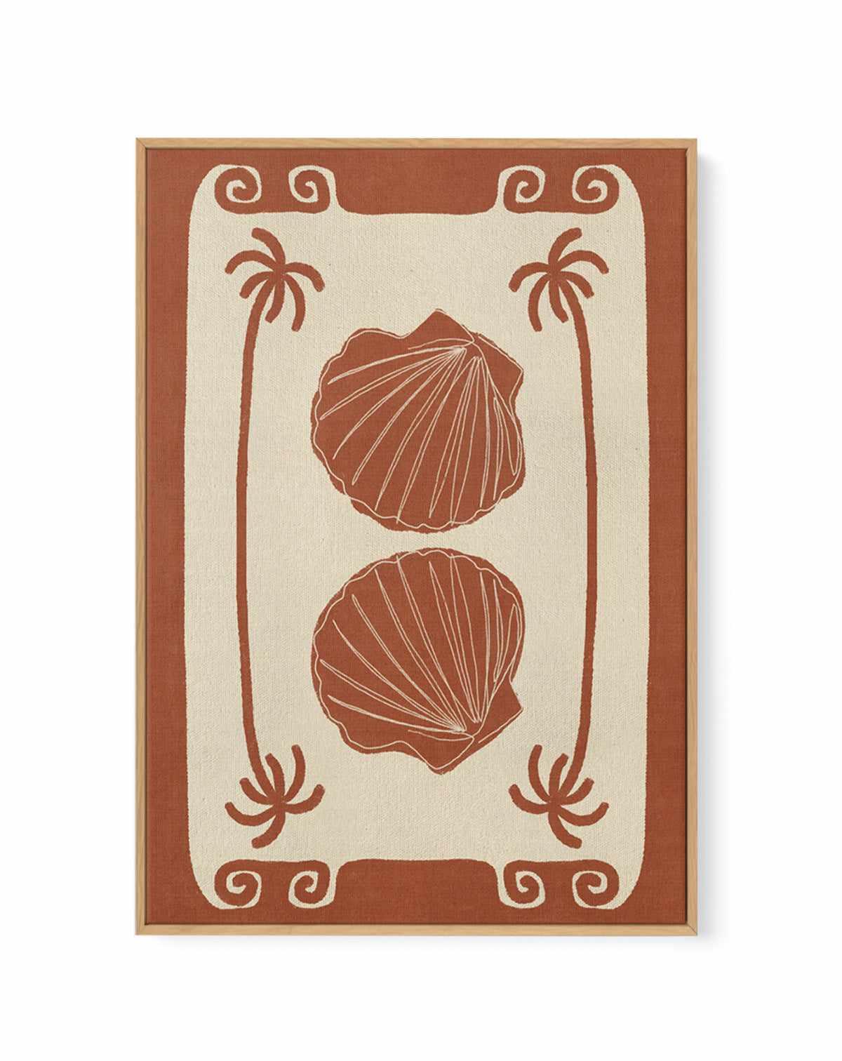 Terracotta Seashell Stories by Shatha Al Dafai | Framed Canvas Art Print from Olive et Oriel where you can shop wallpaper and artworks online