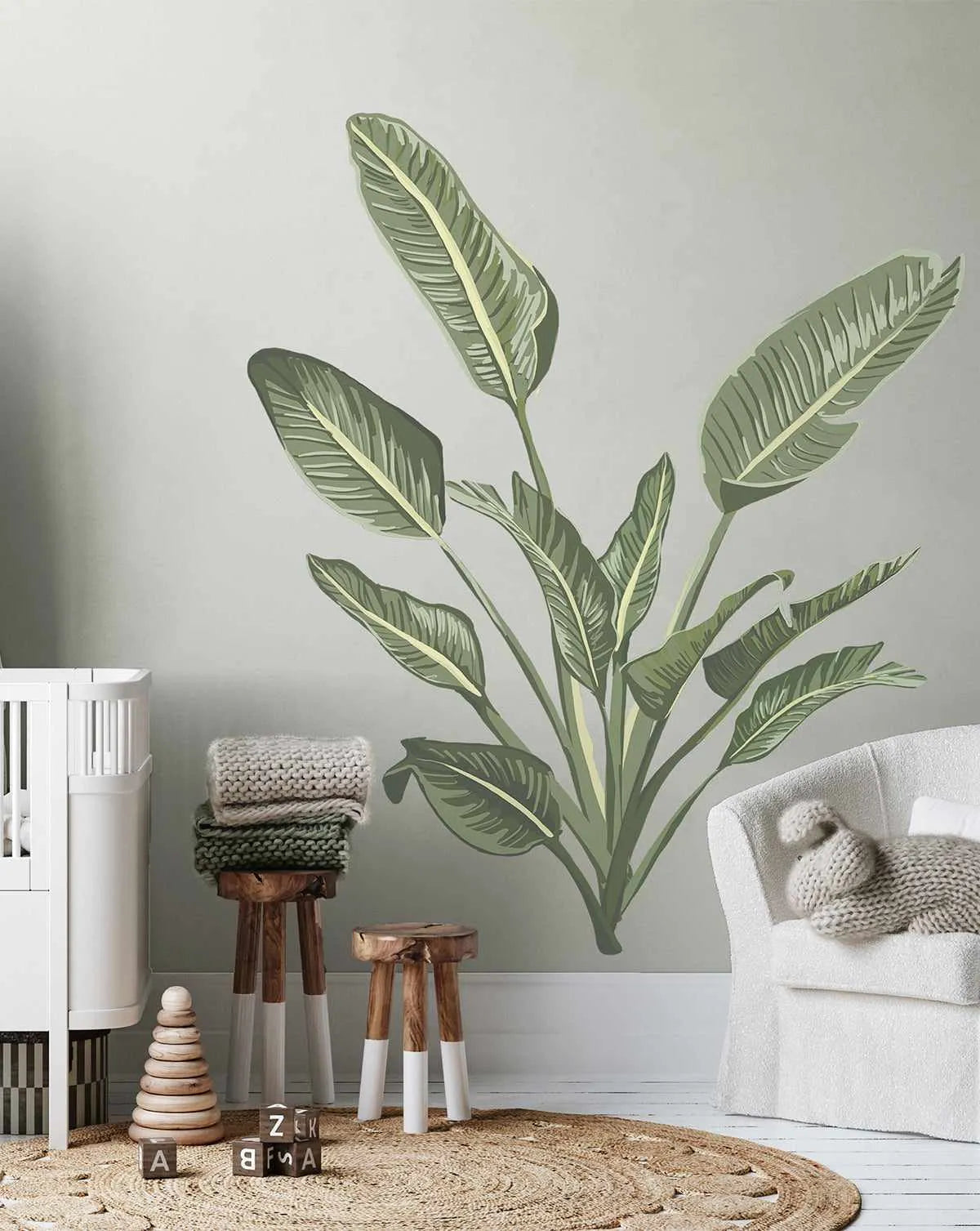 Tropical Leaves Wall Decal Set-Decals-Olive et Oriel-Decorate your kids bedroom wall decor with removable wall decals, these fabric kids decals are a great way to add colour and update your children's bedroom. Available as girls wall decals or boys wall decals, there are also nursery decals.