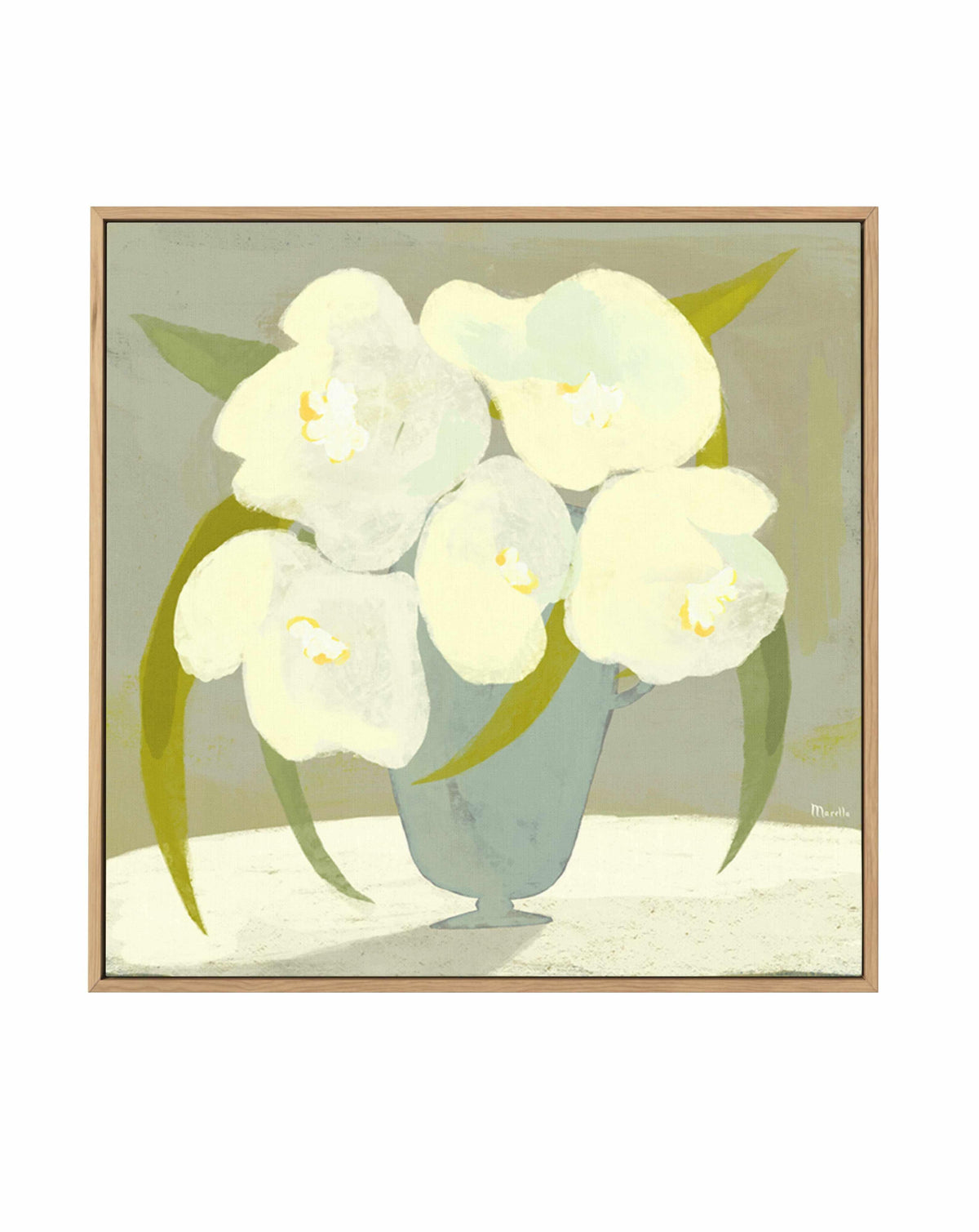 Vase with White Flowers by Marco Marella | Framed Canvas Art Print from Olive et Oriel where you can shop wallpaper and artworks online