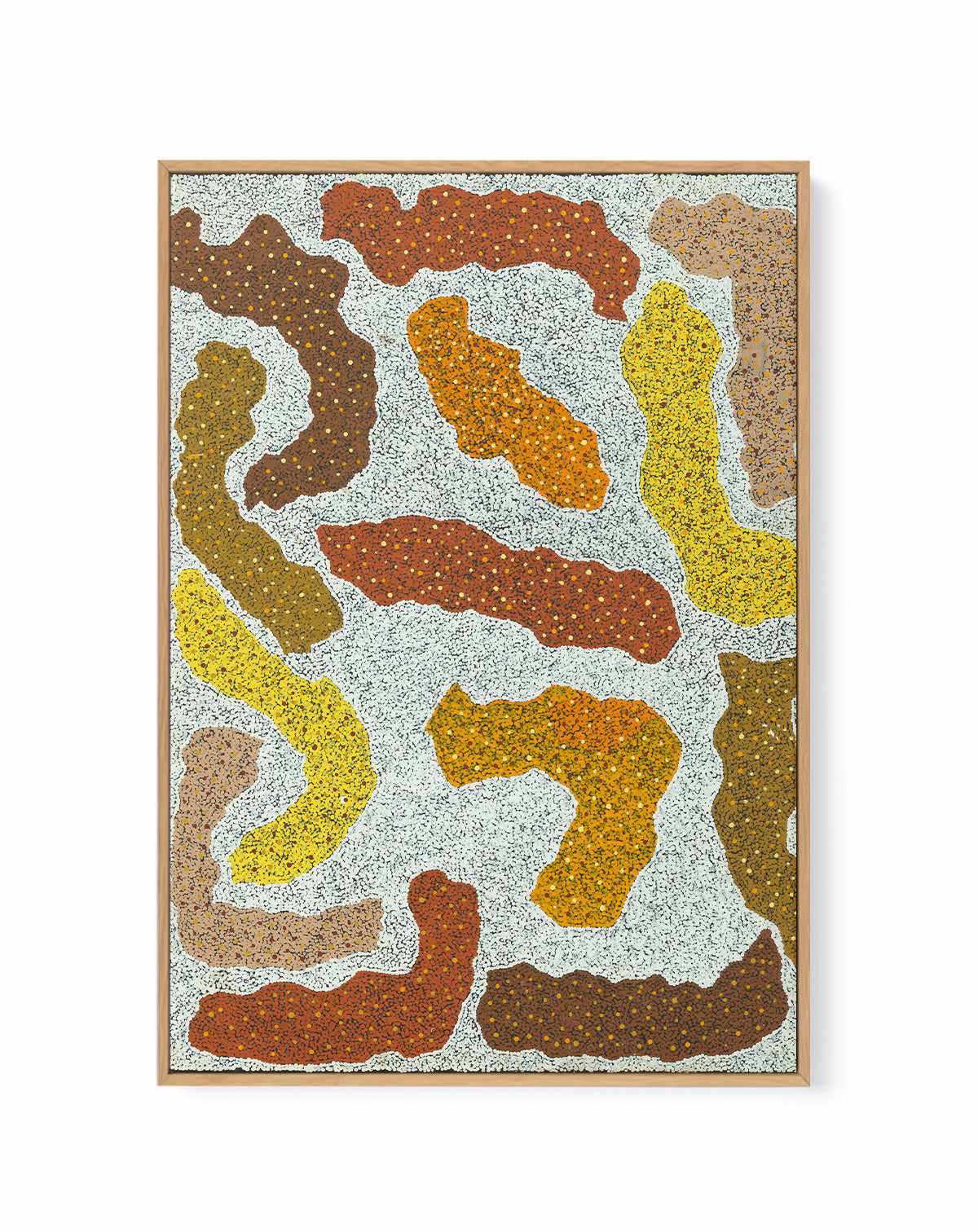 Yankirri Jukurrpa (Emu Dreaming) - Ngarlikirlangu by Sarah-Jane Nampijinpa Singleton | Framed Canvas Art Print from Olive et Oriel where you can shop wallpaper and artworks online