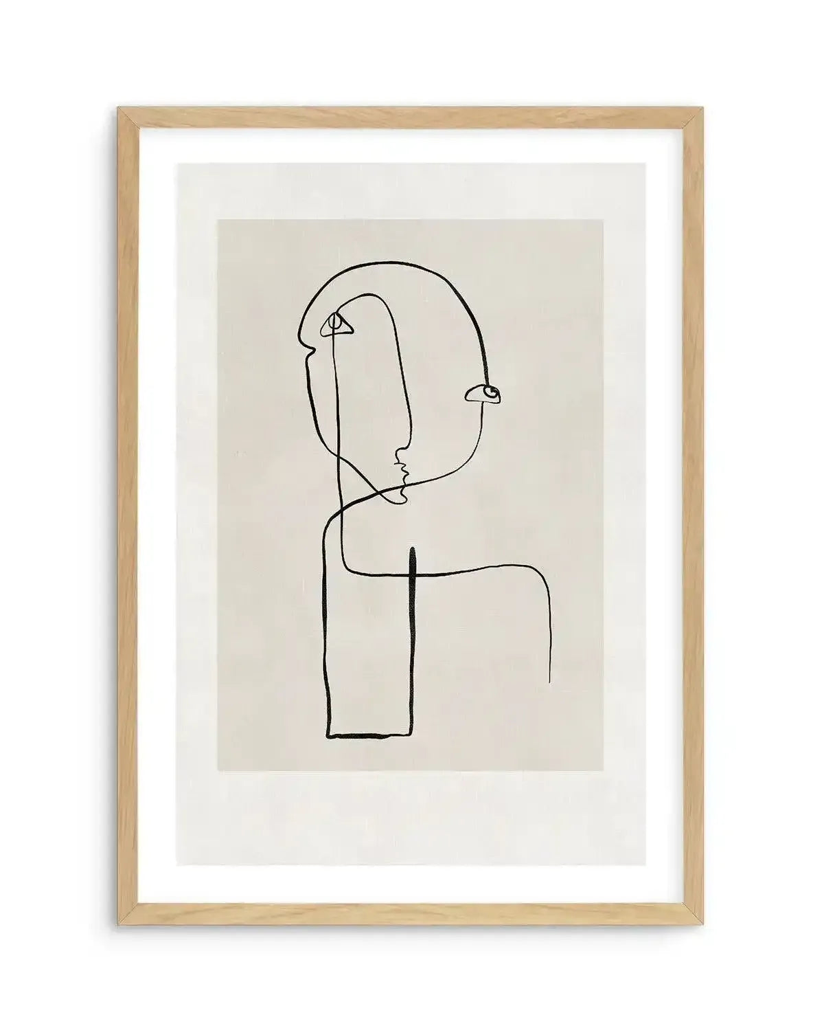 Abstract Face Line Art Art Print-PRINT-Olive et Oriel-Olive et Oriel-A5 | 5.8" x 8.3" | 14.8 x 21cm-Oak-With White Border-Buy-Australian-Art-Prints-Online-with-Olive-et-Oriel-Your-Artwork-Specialists-Austrailia-Decorate-With-Coastal-Photo-Wall-Art-Prints-From-Our-Beach-House-Artwork-Collection-Fine-Poster-and-Framed-Artwork