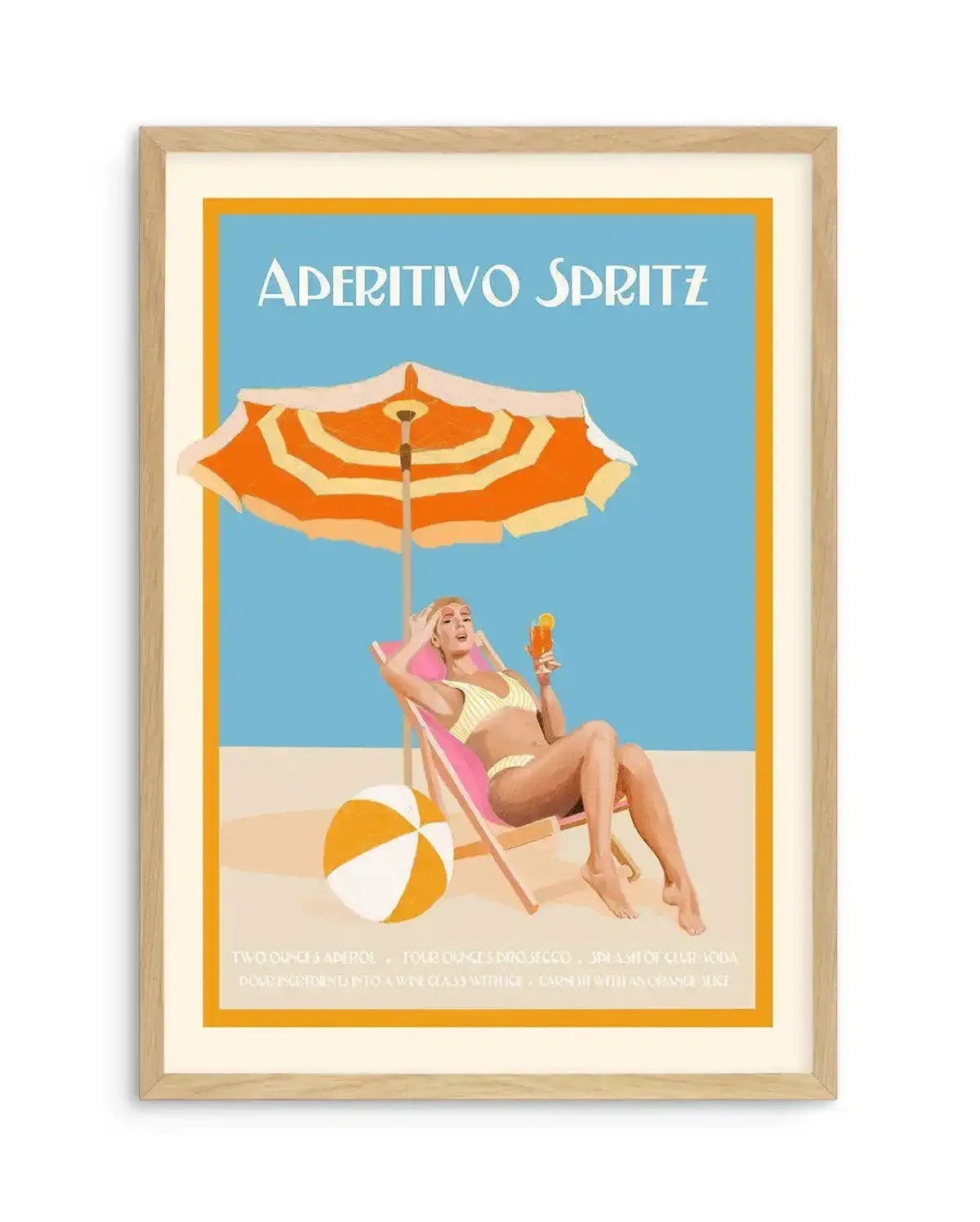 Aperitivo Spritz By Jenny Liz Rome Art Print blue orange vintage art print