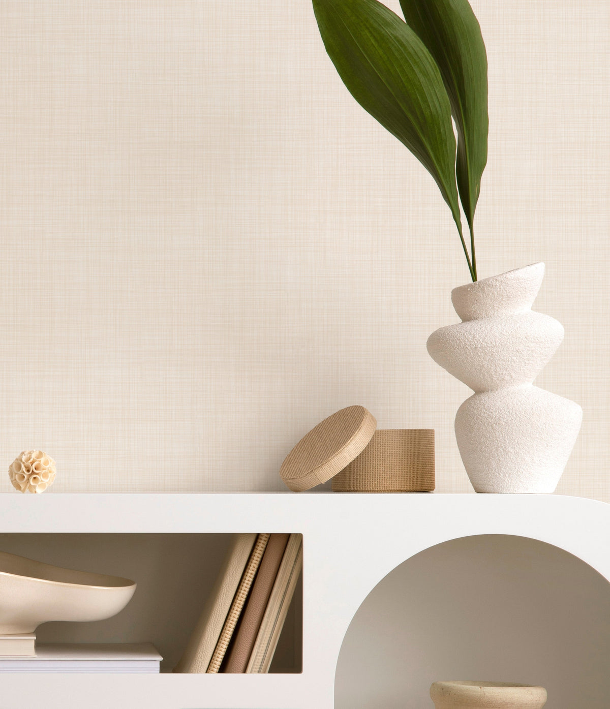 Aspen in Bone Commercial Vinyl Wallcovering-Commercial Wallcoverings-Olive et Oriel-Luxury commercial-grade embossed and textured vinyl wallcovering durable fire-rated washable stain-resistant and customizable perfect for hotels offices retail childcare healthcare and hospital spaces vinyl wallpaper
