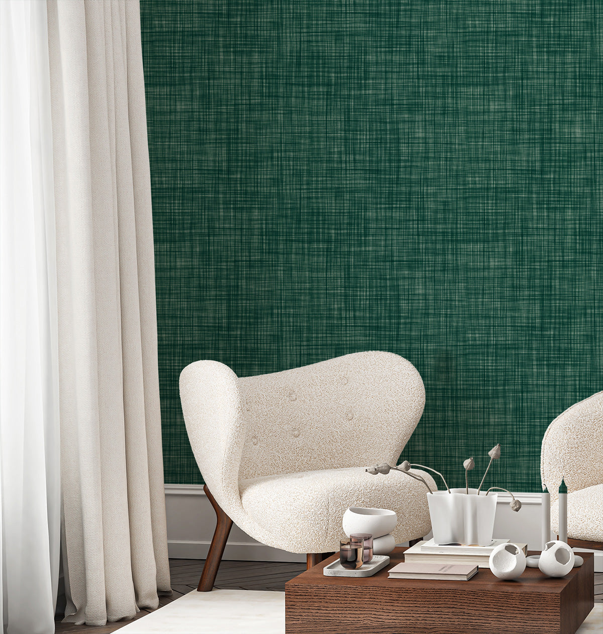 Aspen in Dark Green Commercial Vinyl Wallcovering-Commercial Wallcoverings-Olive et Oriel-Luxury commercial-grade embossed and textured vinyl wallcovering durable fire-rated washable stain-resistant and customizable perfect for hotels offices retail childcare healthcare and hospital spaces vinyl wallpaper