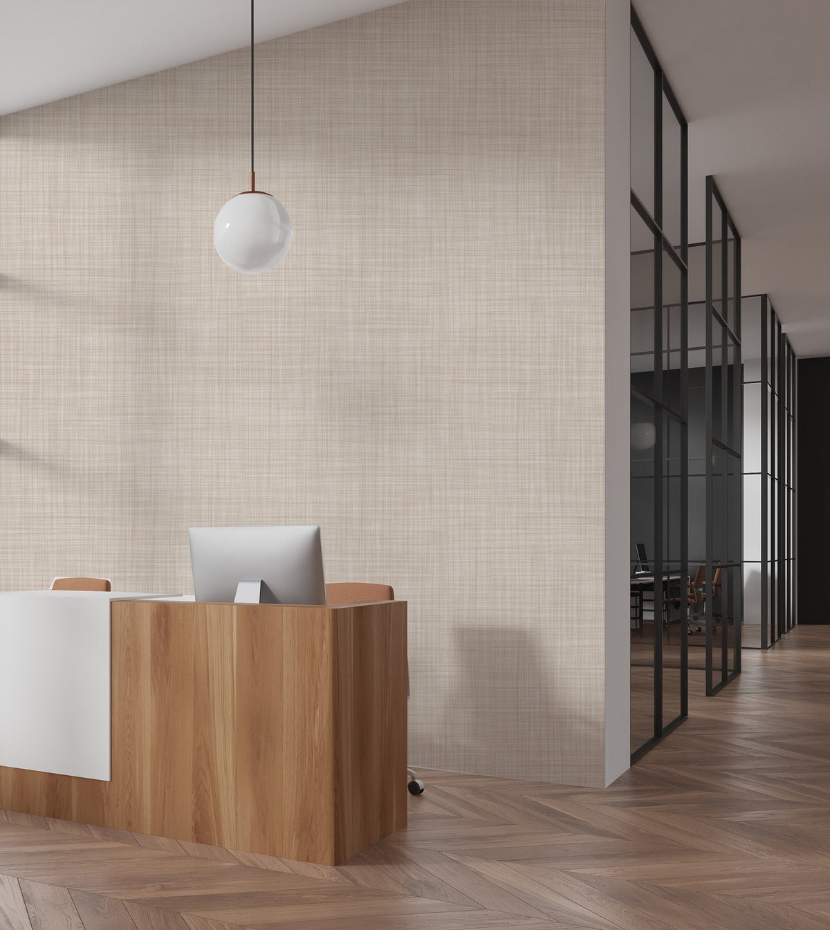 Aspen in Taupe Commercial Vinyl Wallcovering-Commercial Wallcoverings-Olive et Oriel-Luxury commercial-grade embossed and textured vinyl wallcovering durable fire-rated washable stain-resistant and customizable perfect for hotels offices retail childcare healthcare and hospital spaces vinyl wallpaper