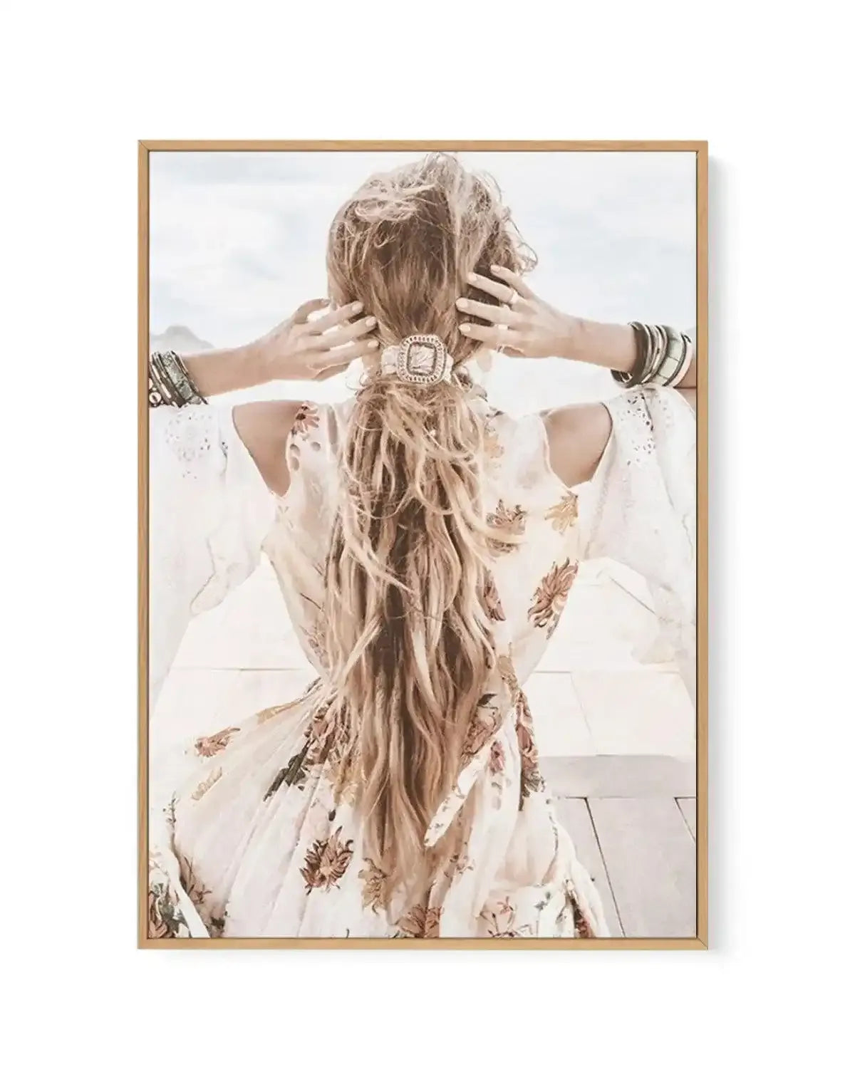 Bohemian Girl III | Framed Canvas Art Print coastal art print