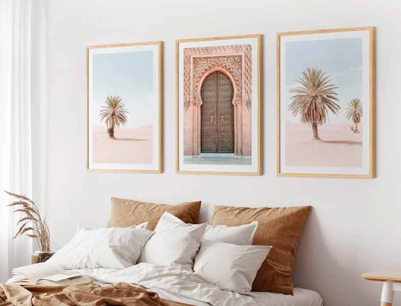 Buy Desert Palm Trees and Pink Arch photo wall art prints Australia online with Olive et Oriel