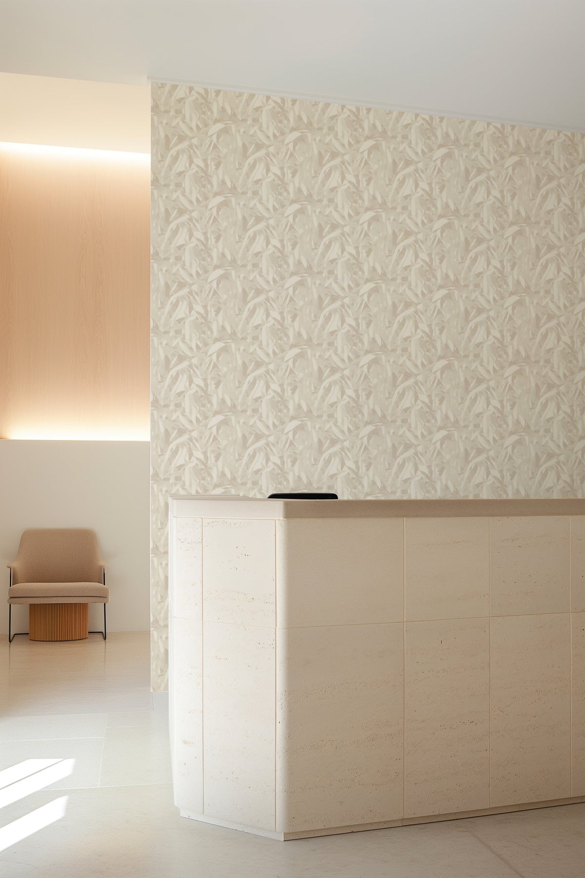 Canopy in Beige Commercial Vinyl Wallcovering-Commercial Wallcoverings-Olive et Oriel-Luxury commercial-grade embossed and textured vinyl wallcovering durable fire-rated washable stain-resistant and customizable perfect for hotels offices retail childcare healthcare and hospital spaces vinyl wallpaper