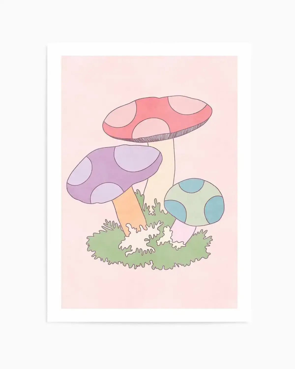 Cartoon Mushrooms Art Print from Olive et Oriel where you can shop wallpaper and artworks online