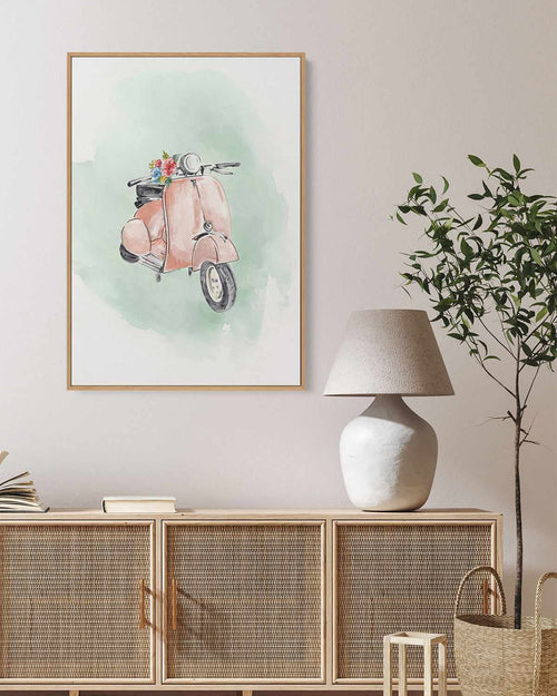 Coral Bike | Framed Canvas Art Print