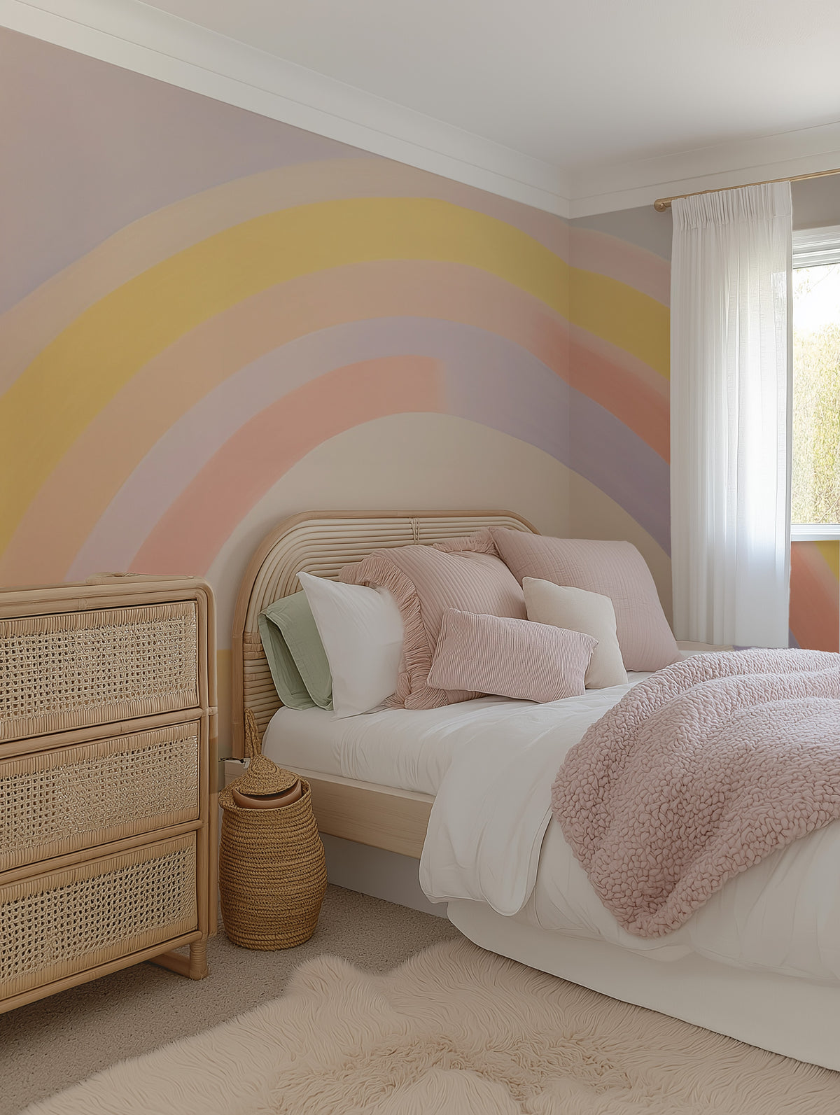 Blushing Rainbow Skies Wallpaper Mural from Olive et Oriel where you can shop wallpaper and artworks online