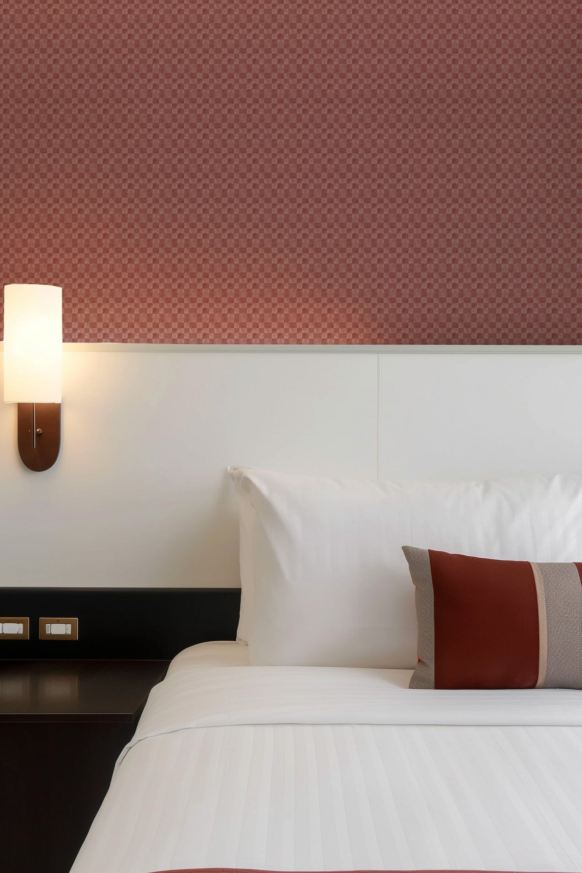 Harbour in Maroon Commercial Vinyl Wallcovering-Commercial Wallcoverings-Olive et Oriel-Luxury commercial-grade embossed and textured vinyl wallcovering durable fire-rated washable stain-resistant and customizable perfect for hotels offices retail childcare healthcare and hospital spaces vinyl wallpaper