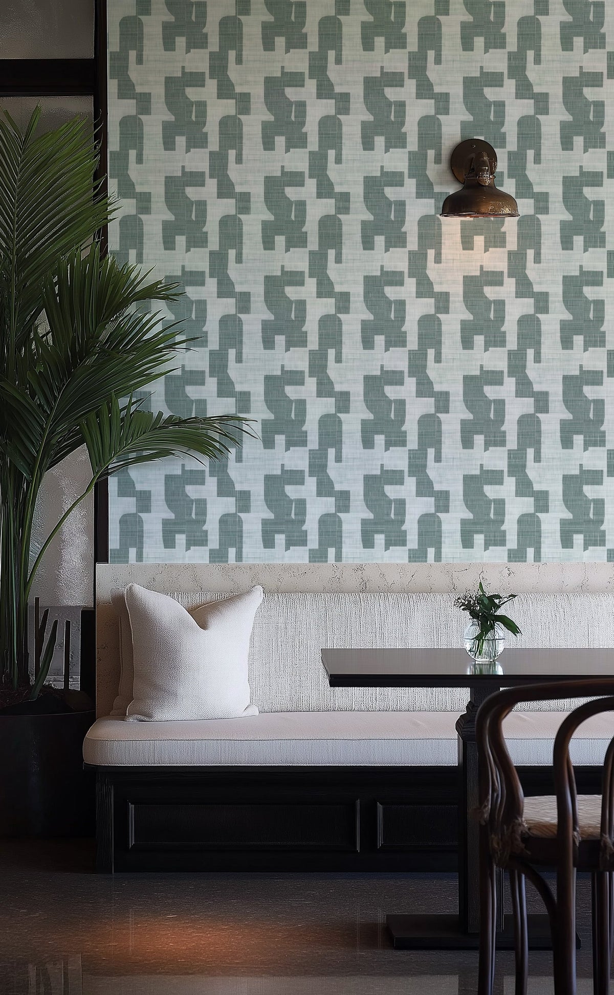 Hotham in Moss Commercial Vinyl Wallcovering-Commercial Wallcoverings-Olive et Oriel-Luxury commercial-grade embossed and textured vinyl wallcovering durable fire-rated washable stain-resistant and customizable perfect for hotels offices retail childcare healthcare and hospital spaces vinyl wallpaper