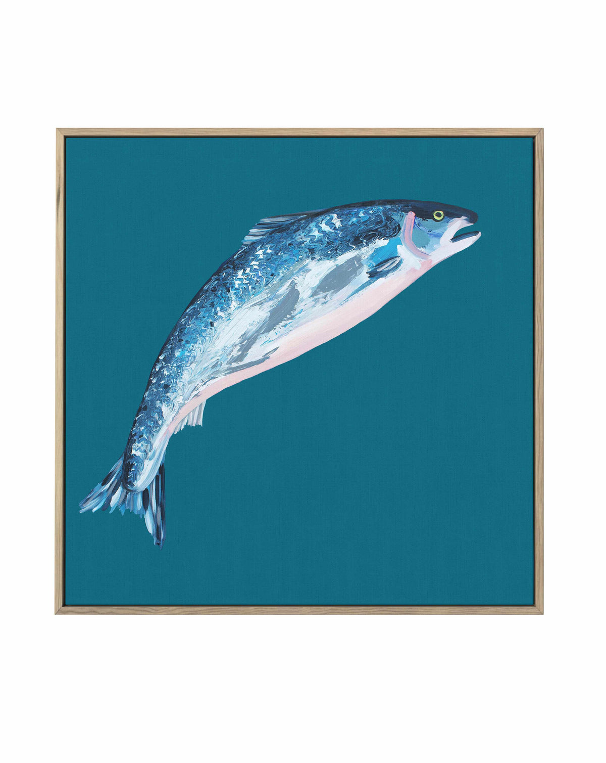 Leaping Salmon By Alice Straker | Framed Canvas Art Print from Olive et Oriel where you can shop wallpaper and artworks online
