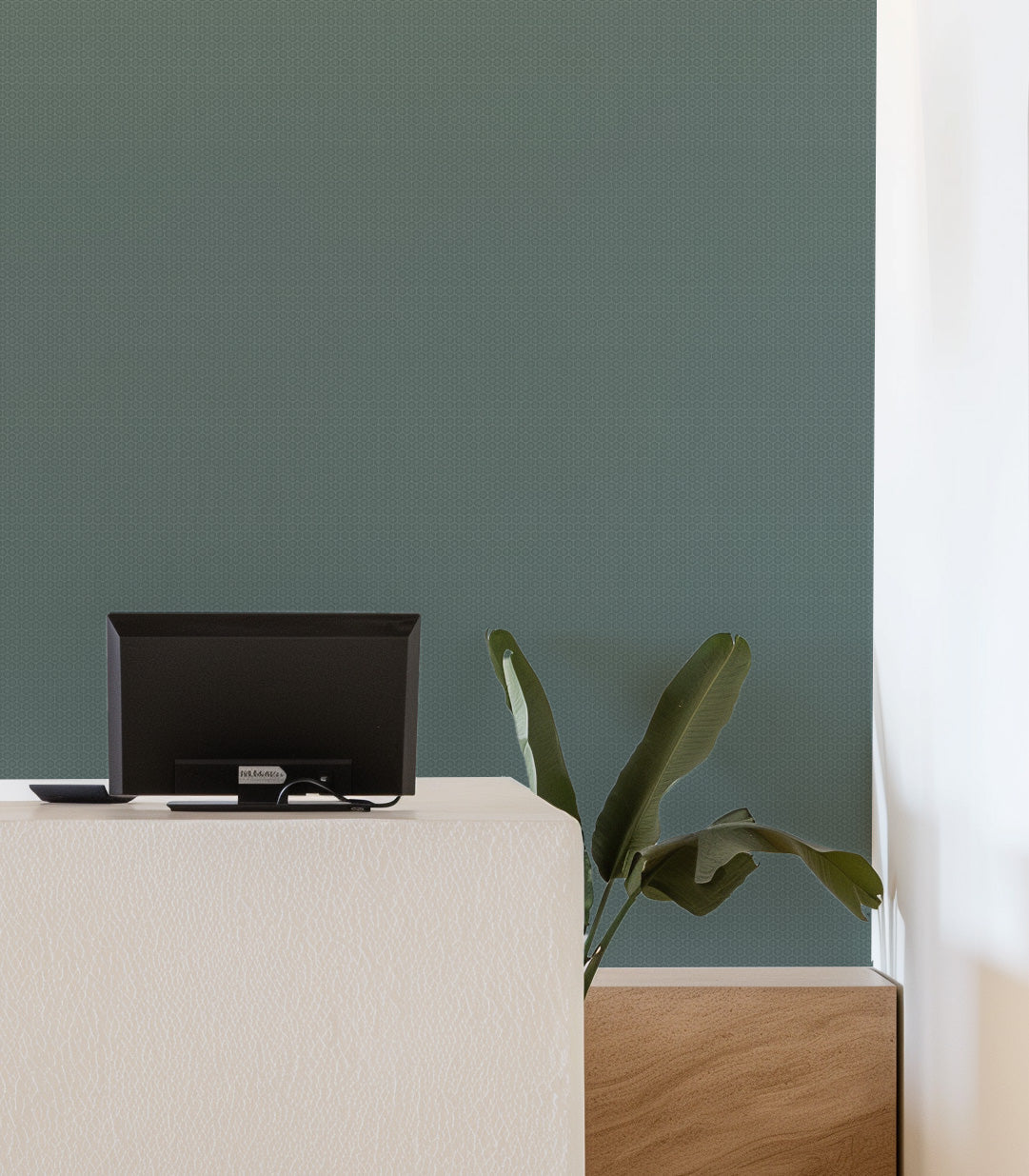 Manhattan in Moss Commercial Vinyl Wallcovering-Commercial Wallcoverings-Olive et Oriel-Luxury commercial-grade embossed and textured vinyl wallcovering durable fire-rated washable stain-resistant and customizable perfect for hotels offices retail childcare healthcare and hospital spaces vinyl wallpaper
