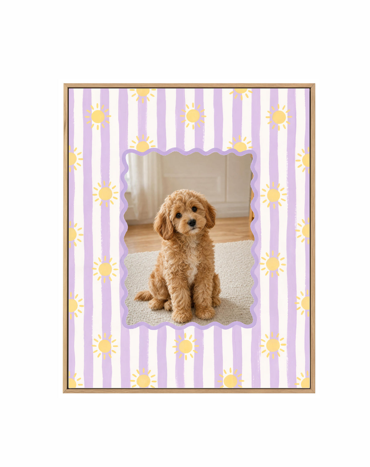 Little Sunshine custom photo framed canvas in a solid timber frame with oak finish