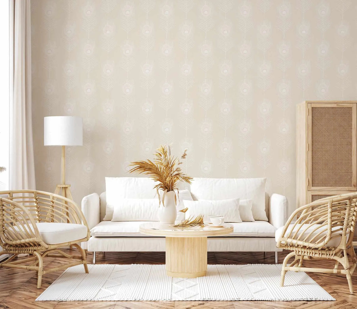 Peacock Stamp Wallpaper from Olive et Oriel where you can shop wallpaper and artworks online