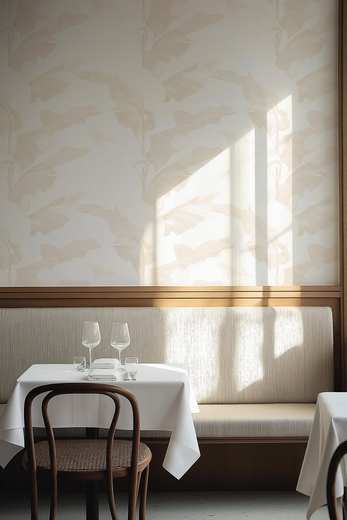 Seychelles in Beige Commercial Vinyl Wallcovering-Commercial Wallcoverings-Olive et Oriel-Luxury commercial-grade embossed and textured vinyl wallcovering durable fire-rated washable stain-resistant and customizable perfect for hotels offices retail childcare healthcare and hospital spaces vinyl wallpaper