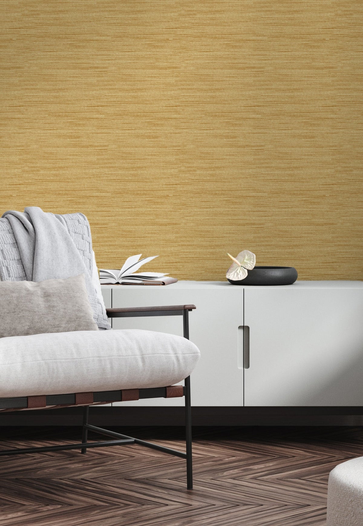 Soho in Mustard Commercial Vinyl Wallcovering-Commercial Wallcoverings-Olive et Oriel-Luxury commercial-grade embossed and textured vinyl wallcovering durable fire-rated washable stain-resistant and customizable perfect for hotels offices retail childcare healthcare and hospital spaces vinyl wallpaper