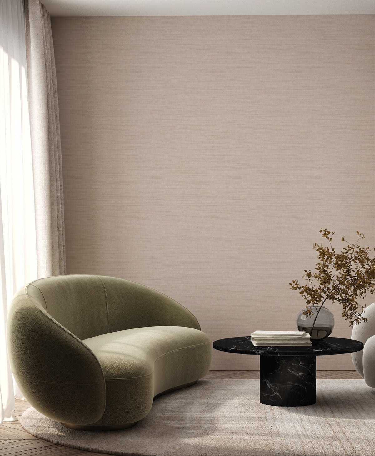 Soho in Taupe Commercial Wallcovering-Commercial Wallcoverings-Olive et Oriel-Luxury commercial-grade embossed and textured vinyl wallcovering durable fire-rated washable stain-resistant and customizable perfect for hotels offices retail childcare healthcare and hospital spaces vinyl wallpaper