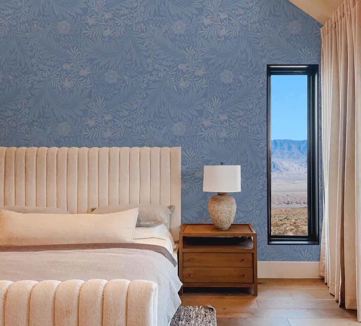 Garden Provence Navy Blue Wallpaper from Olive et Oriel where you can shop wallpaper and artworks online