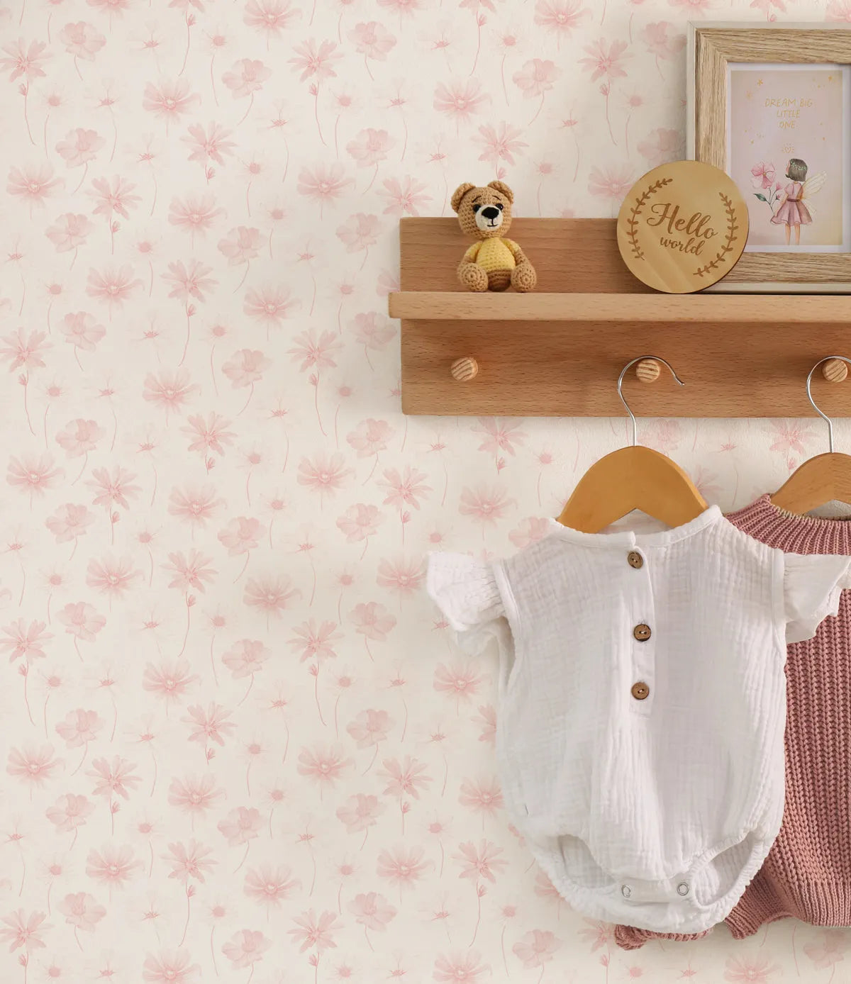 Pink Daisies Wallpaper from Olive et Oriel where you can shop wallpaper and artworks online