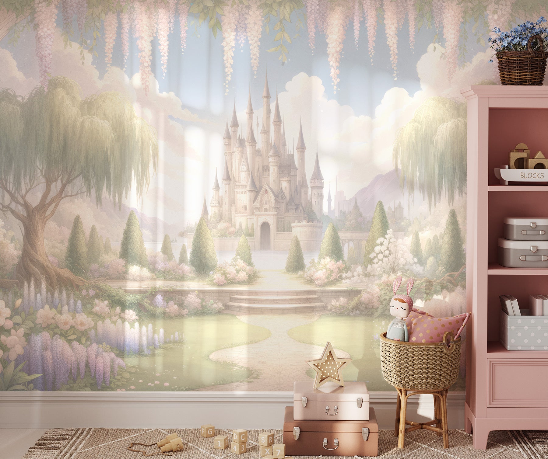 Whimsical Wisteria Mural Kids Room Peel & Stick Removable Wallpaper