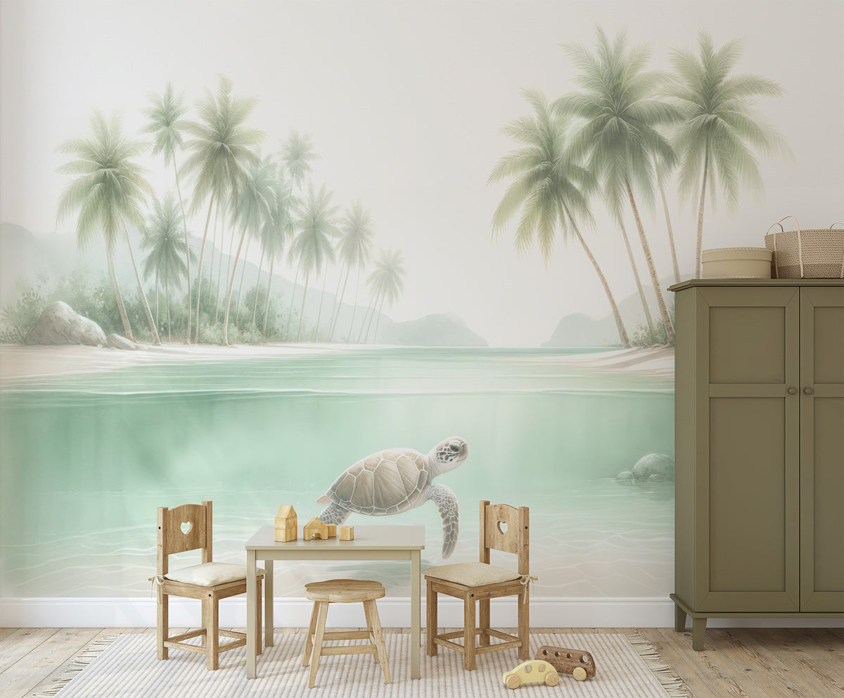 Turtle Bay Wallpaper Mural from Olive et Oriel where you can shop wallpaper and artworks online