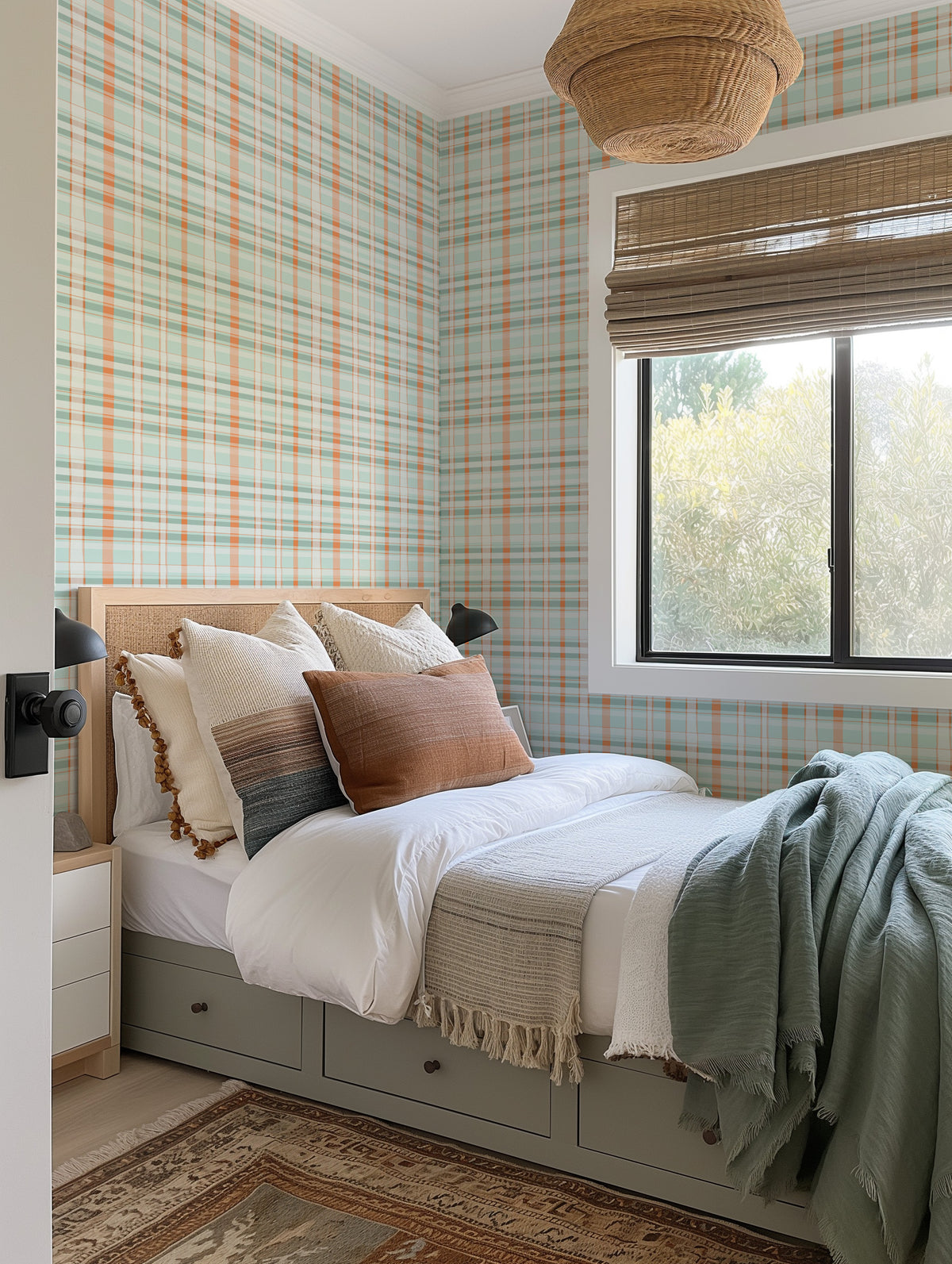 Adventure Bound Plaid Wallpaper from Olive et Oriel where you can shop wallpaper and artworks online