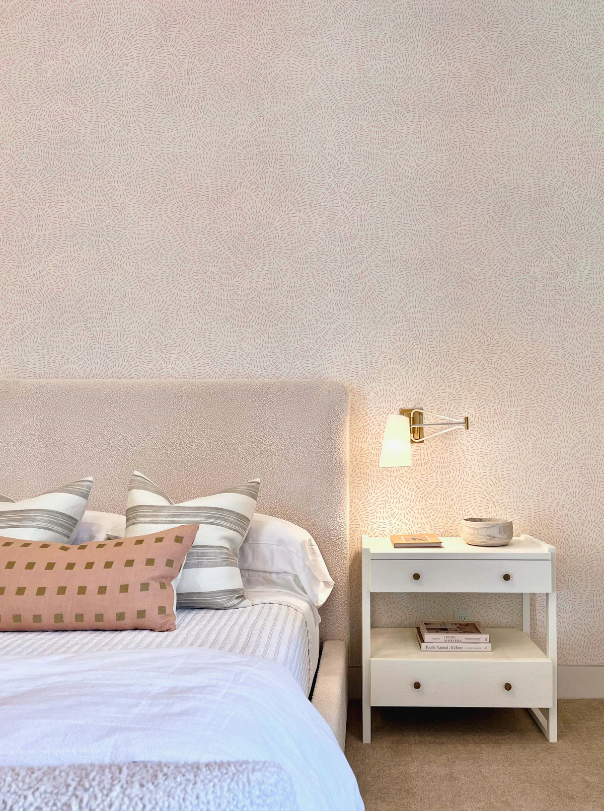 Dots Pattern In Pink Wallpaper from Olive et Oriel where you can shop wallpaper and artworks online