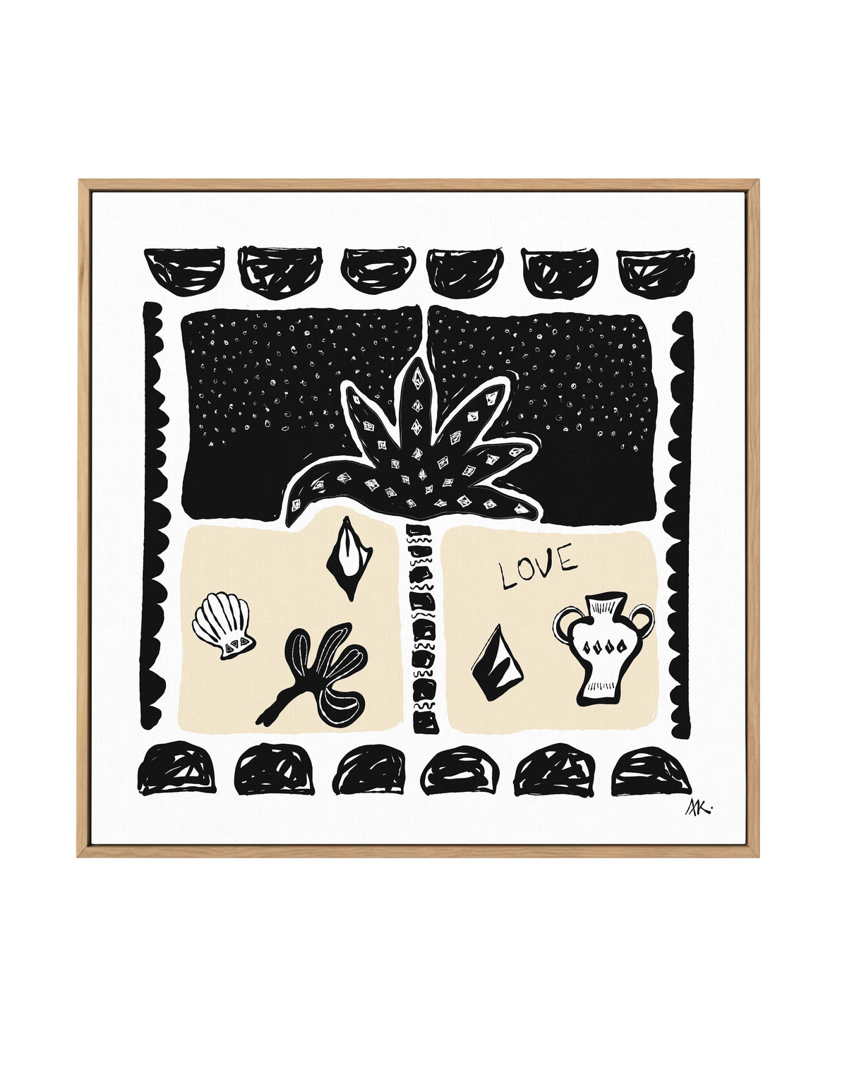Summer Nights Beige Black by Anne Korako | Framed Canvas Art Print from Olive et Oriel where you can shop wallpaper and artworks online