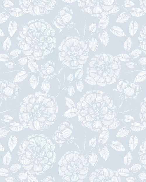 French Country Rose Blue Wallpaper