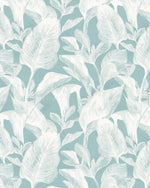 Oasis Palm Teal Blue Wallpaper