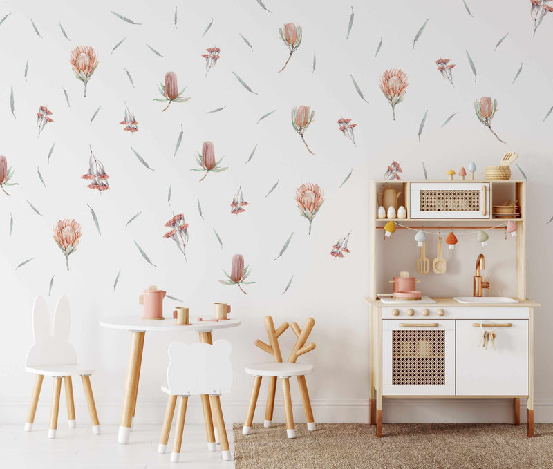 Australian Native Flowers Decal set-Decals-Olive et Oriel-Decorate your kids bedroom wall decor with removable wall decals, these fabric kids decals are a great way to add colour and update your children's bedroom. Available as girls wall decals or boys wall decals, there are also nursery decals.