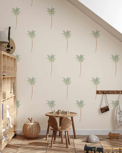 Coastal Palm Trees Wall Decal Set-Decals-Olive et Oriel-Decorate your kids bedroom wall decor with removable wall decals, these fabric kids decals are a great way to add colour and update your children's bedroom. Available as girls wall decals or boys wall decals, there are also nursery decals.