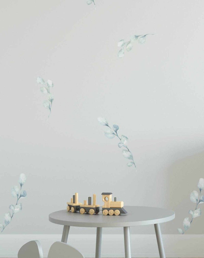 Eucalyptus Leaves Decal Set-Decals-Olive et Oriel-Decorate your kids bedroom wall decor with removable wall decals, these fabric kids decals are a great way to add colour and update your children's bedroom. Available as girls wall decals or boys wall decals, there are also nursery decals.
