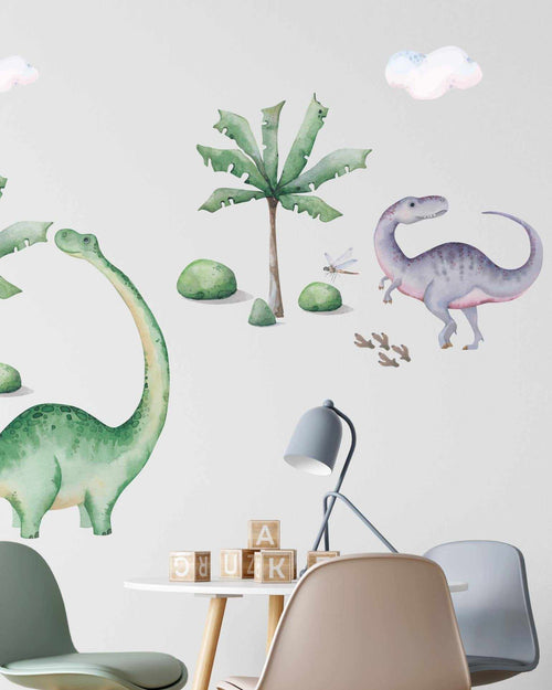 Jurassic Lands Decal Set-Decals-Olive et Oriel-Decorate your kids bedroom wall decor with removable wall decals, these fabric kids decals are a great way to add colour and update your children's bedroom. Available as girls wall decals or boys wall decals, there are also nursery decals.