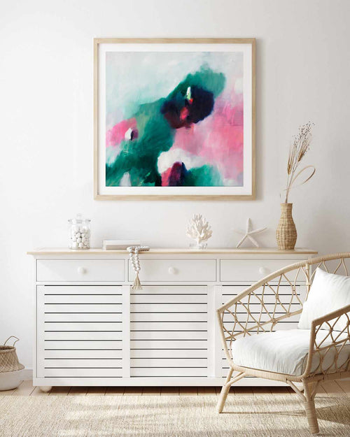 Lyric by Luana Asiata Art Print-PRINT-Order sage mint green framed abstract painting wall art prints online with Olive et Oriel Australia