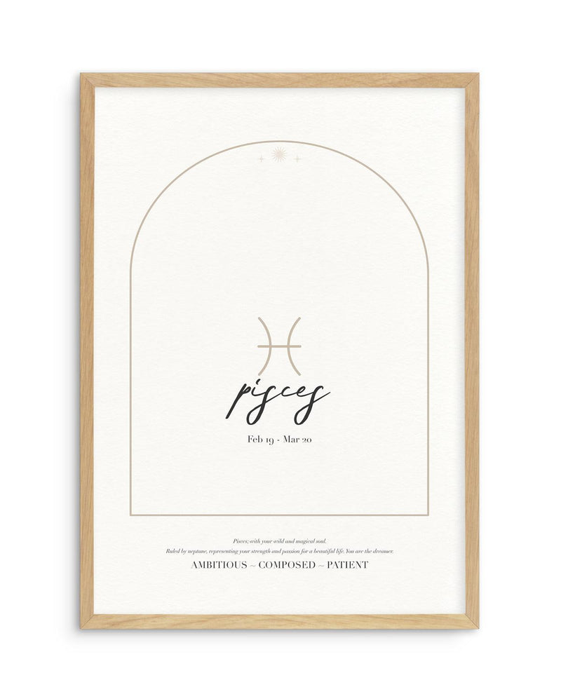 Pisces Star Sign Art Print-PRINT-Olive et Oriel-Olive et Oriel-A4 | 8.3" x 11.7" | 21 x 29.7cm-Oak-With White Border-Buy-Australian-Art-Prints-Online-with-Olive-et-Oriel-Your-Artwork-Specialists-Austrailia-Decorate-With-Coastal-Photo-Wall-Art-Prints-From-Our-Beach-House-Artwork-Collection-Fine-Poster-and-Framed-Artwork