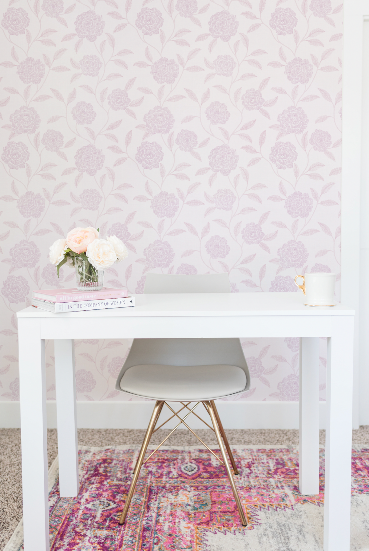 French Rose Pink Wallpaper from Olive et Oriel where you can shop wallpaper and artworks online