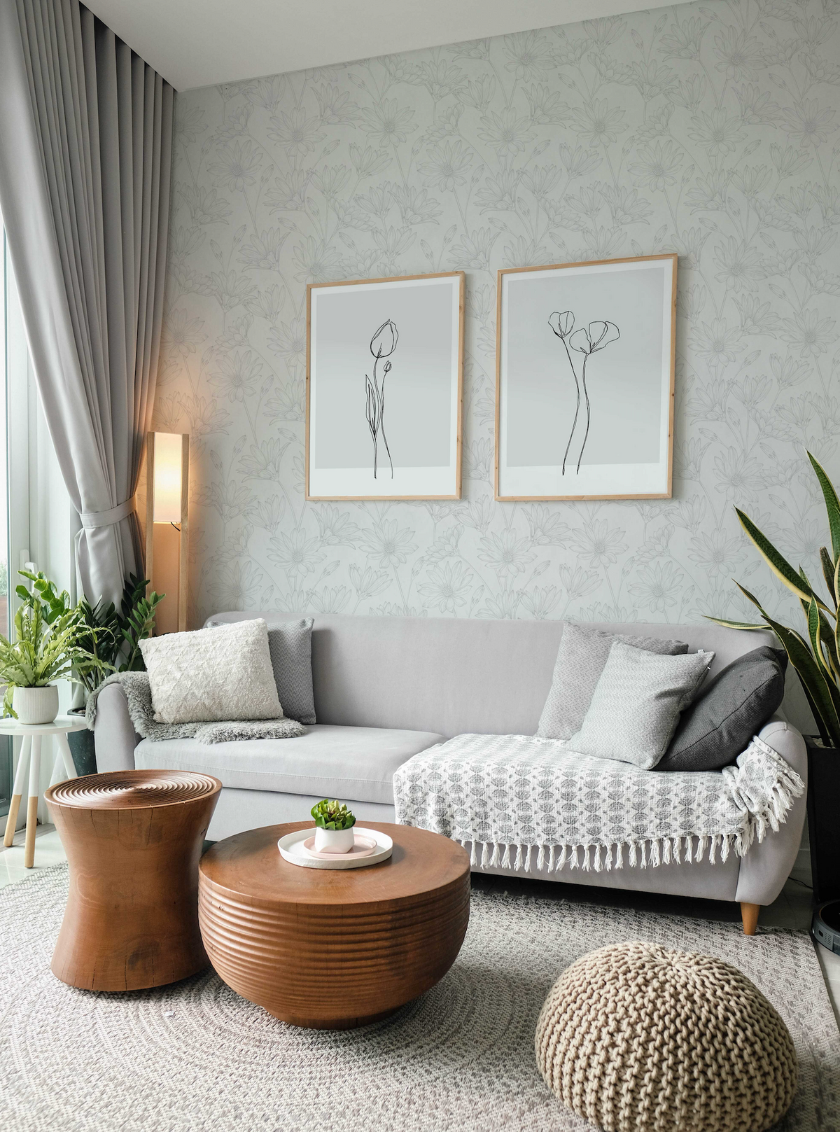 Field Flower Grey Wallpaper from Olive et Oriel where you can shop wallpaper and artworks online
