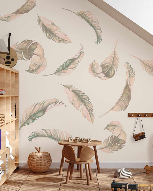 Soft Boho Leaves Wall Decal Set-Decals-Olive et Oriel-Decorate your kids bedroom wall decor with removable wall decals, these fabric kids decals are a great way to add colour and update your children's bedroom. Available as girls wall decals or boys wall decals, there are also nursery decals.