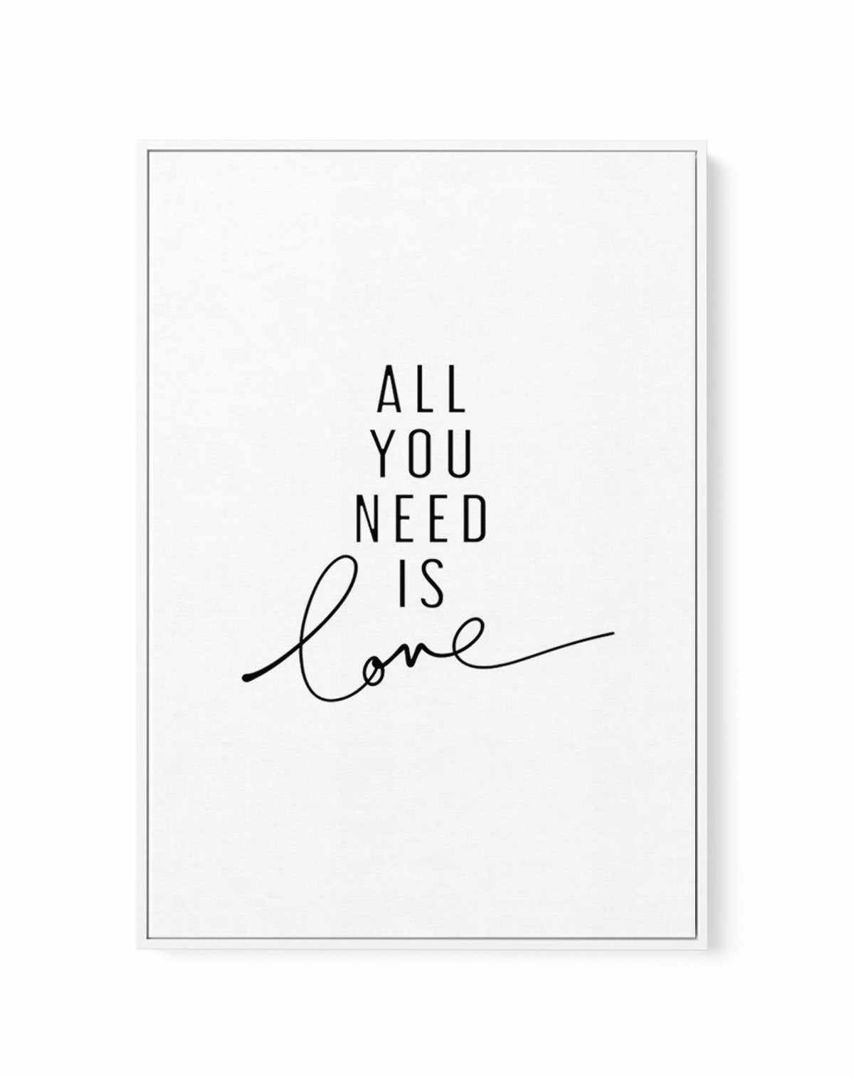 All You Need Is Love Romantic Framed Canvas Artwork Typography Poster Olive Et Oriel