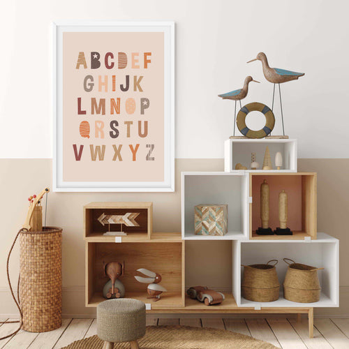 Alphabet | Peach Pop Art Print-PRINT-Olive et Oriel-Olive et Oriel-Buy-Australian-Art-Prints-Online-with-Olive-et-Oriel-Your-Artwork-Specialists-Austrailia-Decorate-With-Coastal-Photo-Wall-Art-Prints-From-Our-Beach-House-Artwork-Collection-Fine-Poster-and-Framed-Artwork